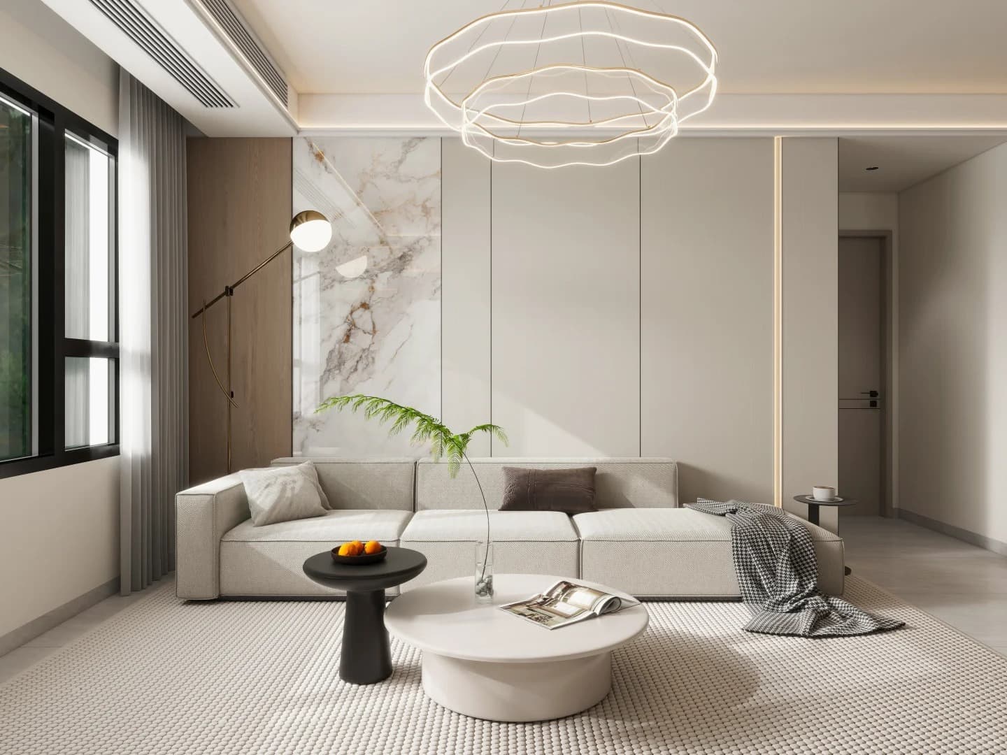 Modern living room with elegant furniture and minimalist design